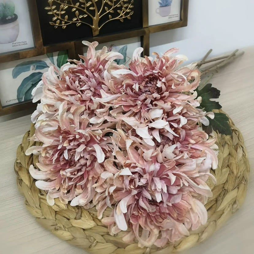 Искусственные цветы в Волгограде | Цветок искусственный «Хризантема», персиково-розовая, одиночный