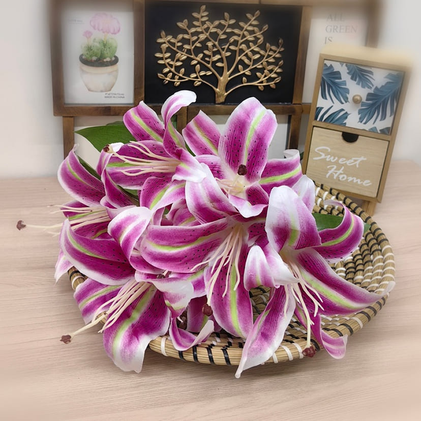 Искусственные цветы в Волгограде | Цветы искусственные «Лилии крупные», розово-сиреневые, букет