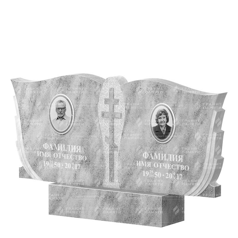 Памятники из мрамора в Волгограде | Двойной мраморный памятник ФМ-136