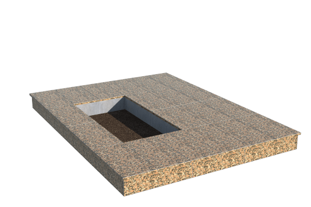 Площадки на могилу в Волгограде | Площадка с вертикальной (15 см) облицовкой Южно-султаевским гранитом (под цветник)