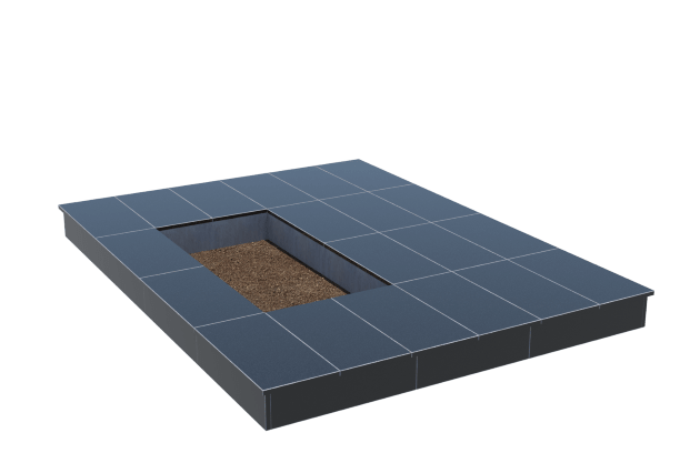 Площадки на могилу в Волгограде | Площадка с вертикальной (15 см) облицовкой гранитом Габбро (под цветник)
