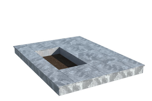 Площадки на могилу в Волгограде | Площадка с вертикальной (15 см) мраморной облицовкой (под цветник)