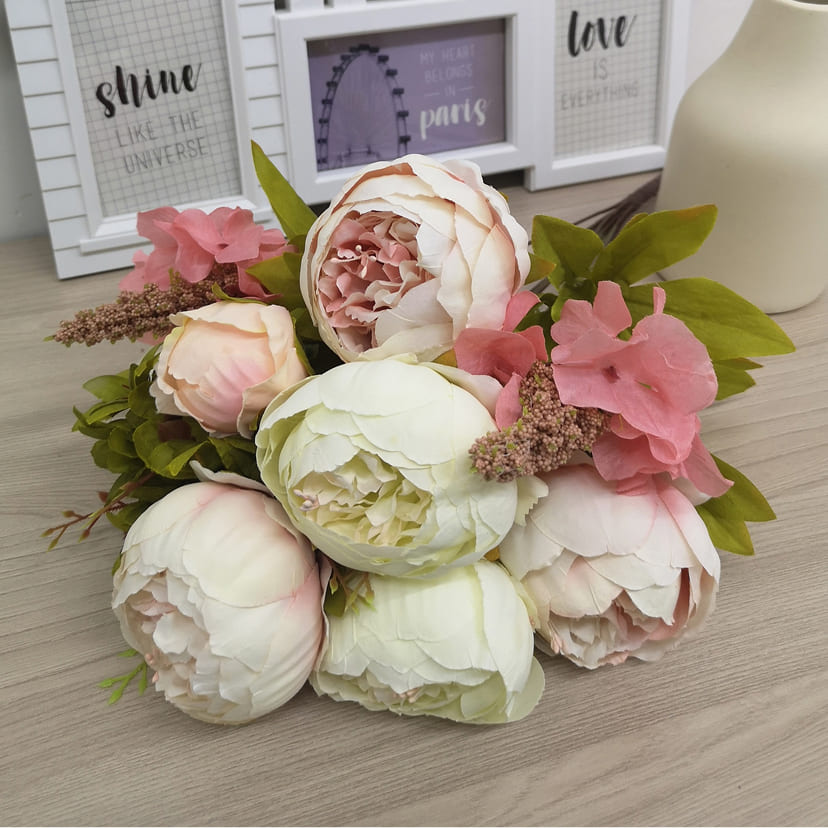 Искусственные цветы в Волгограде | Цветы искусственные «Пионы», молочно-розовые, букет