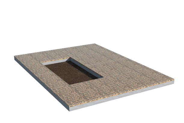 Площадки на могилу в Волгограде | Площадка с облицовкой Южно-Султаевским гранитом (под цветник)