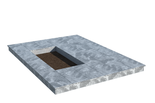 Площадки на могилу в Волгограде | Площадка с вертикальной (10 см) мраморной облицовкой (под цветник)