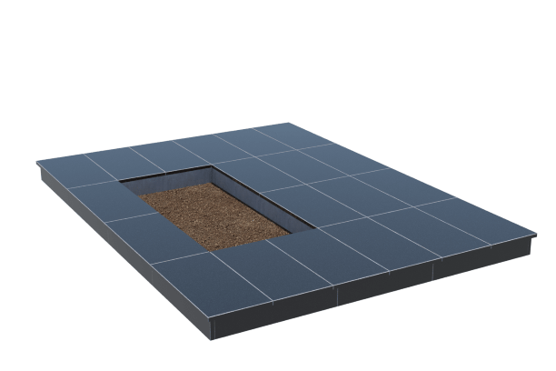 Площадки на могилу в Волгограде | Площадка с вертикальной (10 см) облицовкой гранитом Габбро (под цветник)