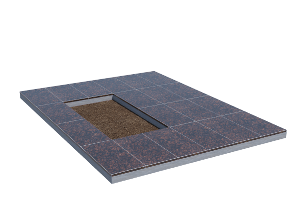 Площадки на могилу в Волгограде | Площадка с облицовкой Дымовским гранитом (под цветник)